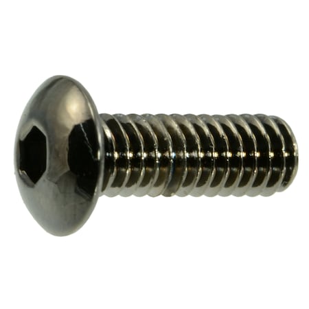 Midwest Fastener #8-32 Socket Head Cap Screw, Button, Black Chrome Plated Steel, 1/2 in Length, 12 PK 33921
